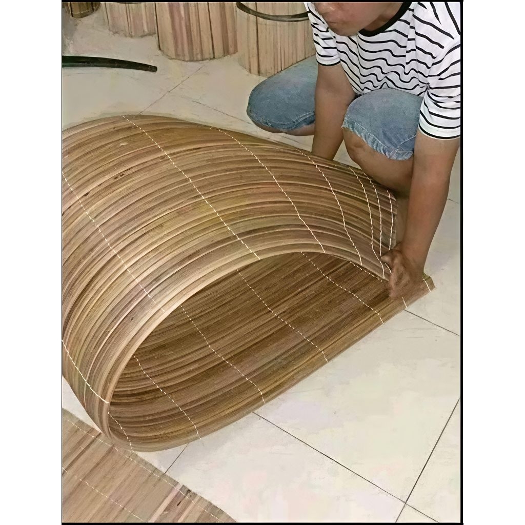 Tirai Rotan sawit 2x2 M plitur dan natural tirai krey ASLI ROTAN Lunjung plus tali+kerekan