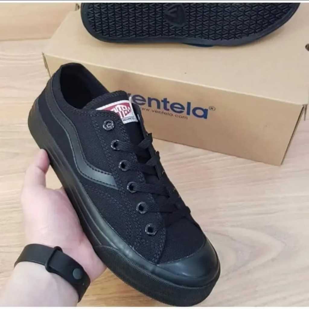 Promo SepatuVentela All Black LowSepatu Sekolah Ventela Full Black Hitam Polos