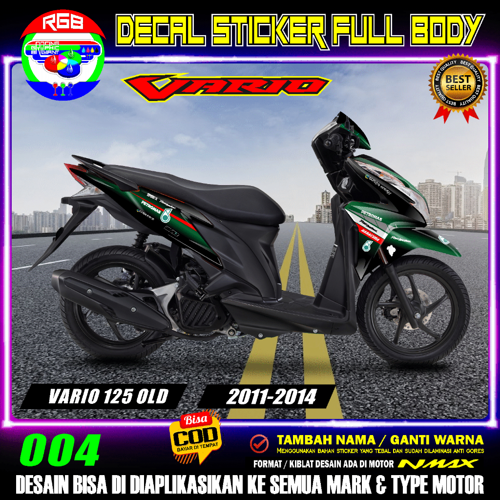 DECAL STIKER HONDA VARIO 125 OLD/LAMA FULLBODY TAHUN 2011-2014 PETRONAS _ RGB 004
