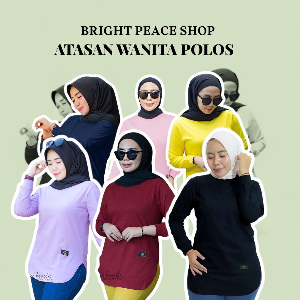 KAOS ATASAN WANITA POLOS LENGAN PANJANG, COTTONBAD 20s