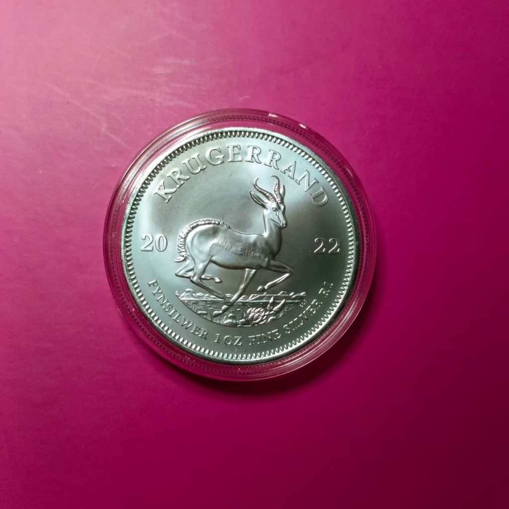 Koin Perak Murni Krugerrand 2022 1 Oz 31,1 Gram Kapsul South African 999 Fine Silver Coin