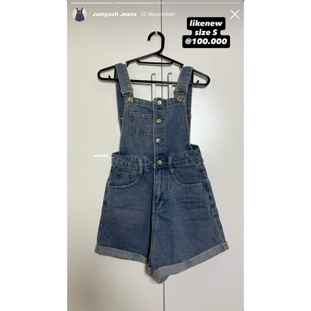 PL Overall Jumpsuit Jeans Pendek Wanita