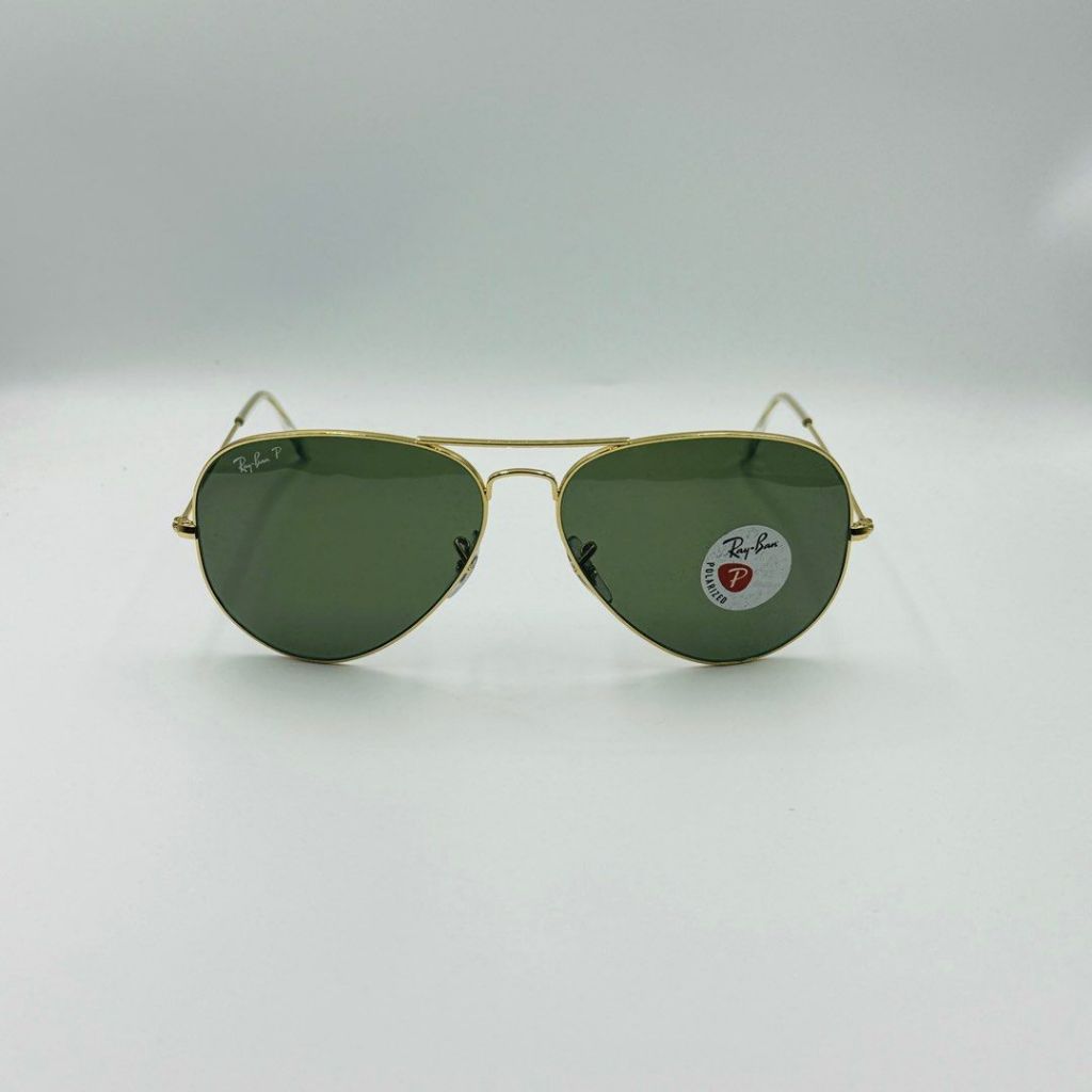 KACAMATA RAYBAN AVIATOR RB3025 001/58 58 METAL GOLD LENS GREEN POLARIZED ORIGINAL