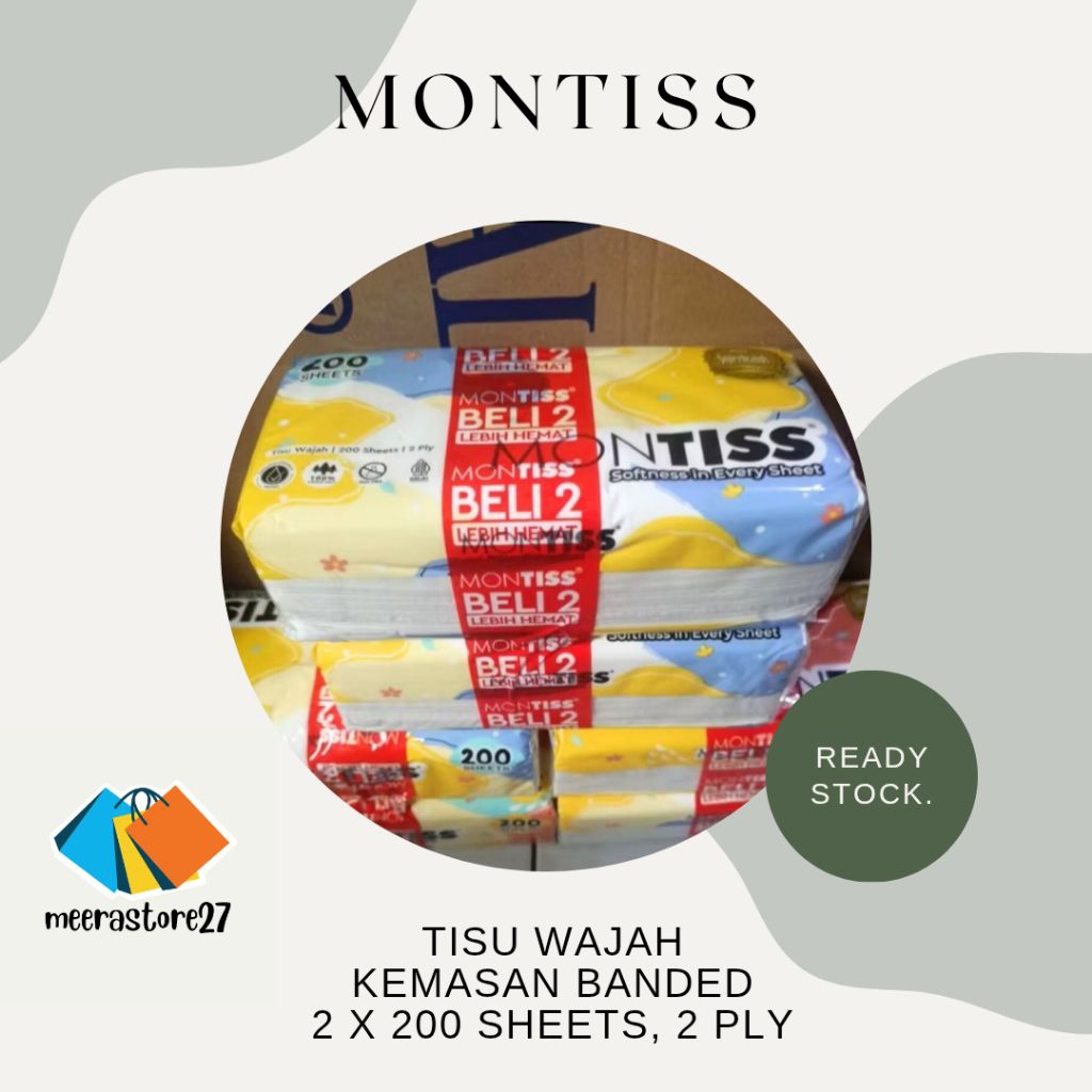 tisu Montiss banded, Montiss 200sheets x 2 pack
