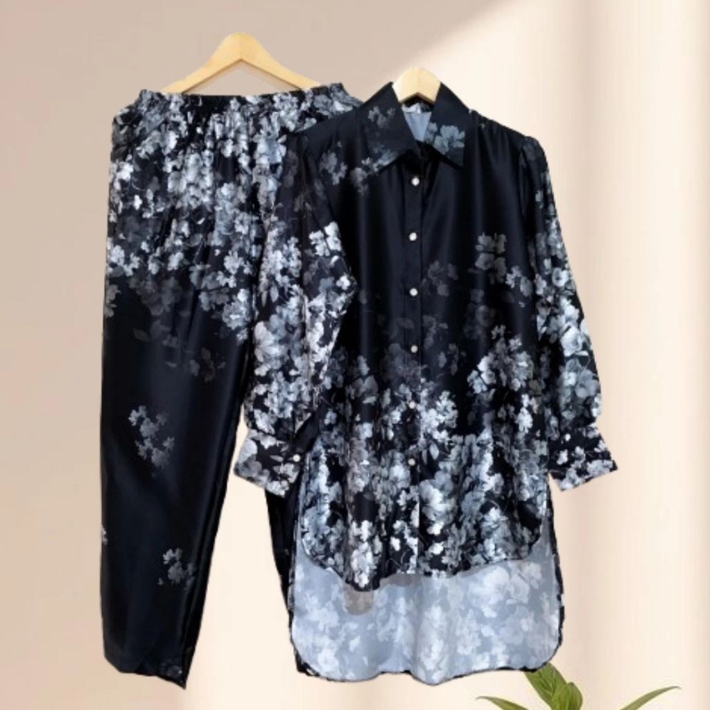 Baju One Set Kekinian bahan Silky arrmany Premium Motif Mewah Silk Armani