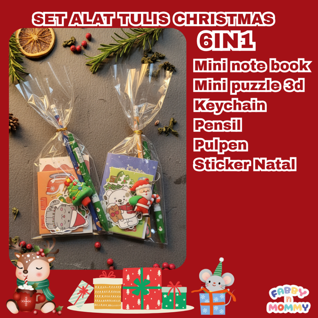 [FABBYNMOMMY] - 1 SET BINGKISAN NATAL ANAK / BINGKISAN NATAL / ALAT TULIS TEMA NATAL