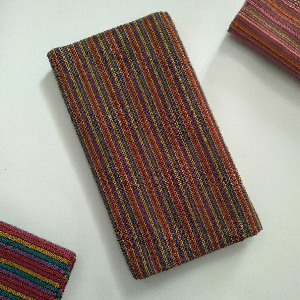 Kain Lurik Orange Tua Garis Halus / Batik Lurik Bahan Kebaya Baju Adat Asli Tenun
