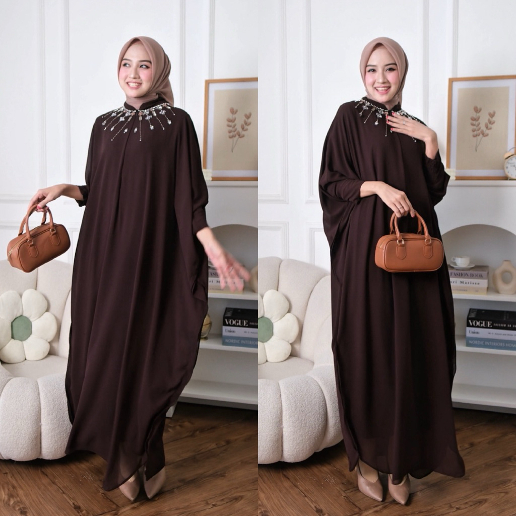 BESTPROMO Jihan Kaftan Lengan Kerut Ceruti Payet Mewah