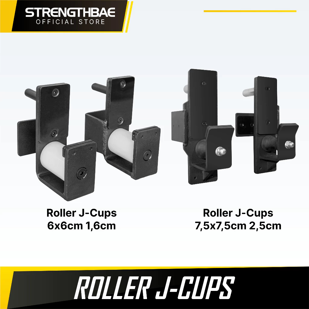Roller J-Cups STRENGTHBAE - J-Hook Spin Untuk Power Rack Bench Press
