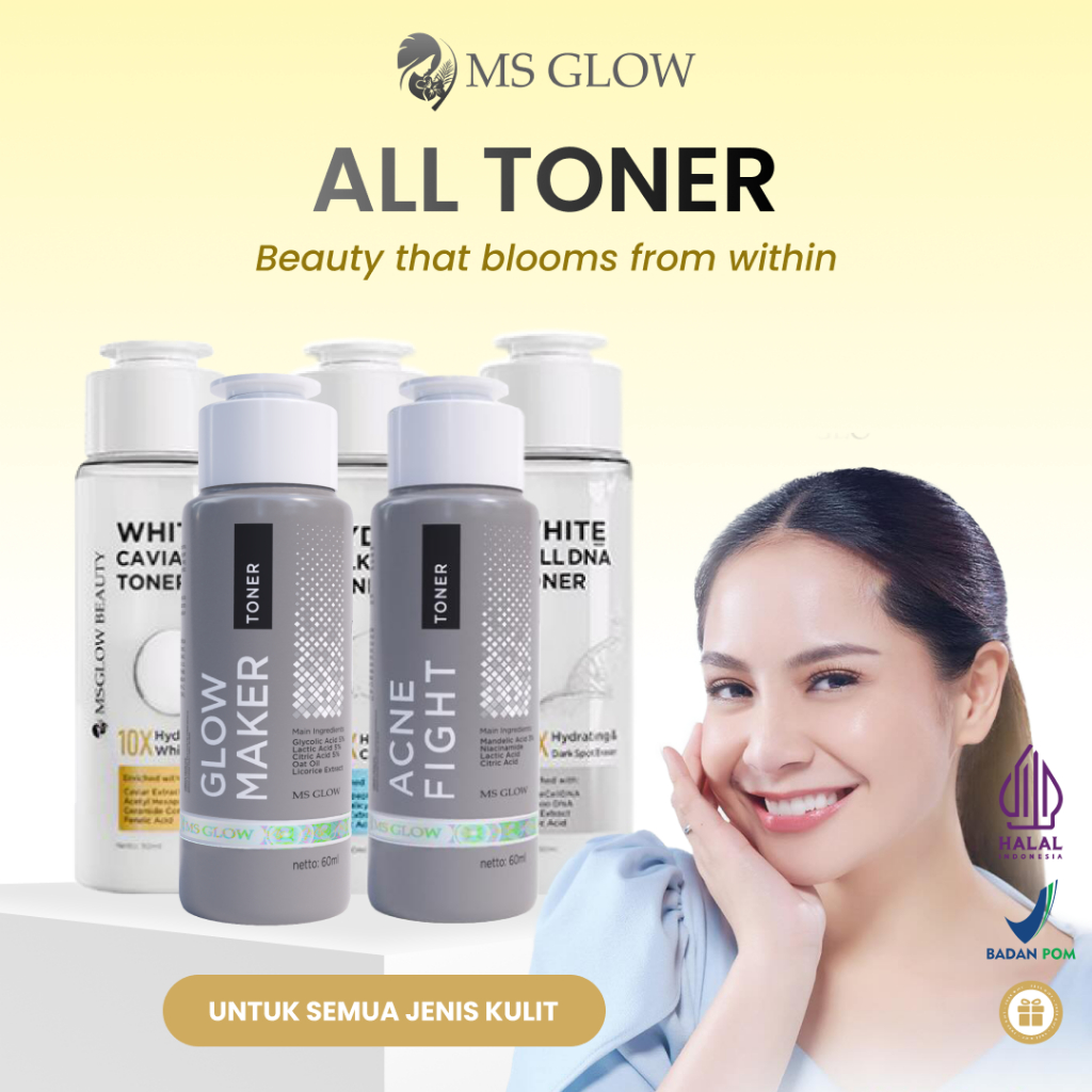 [Official] MS Glow Toner Wajah Glowing Acne Flek Hitam Toner Untuk Semua Jenis Kulit 100mL