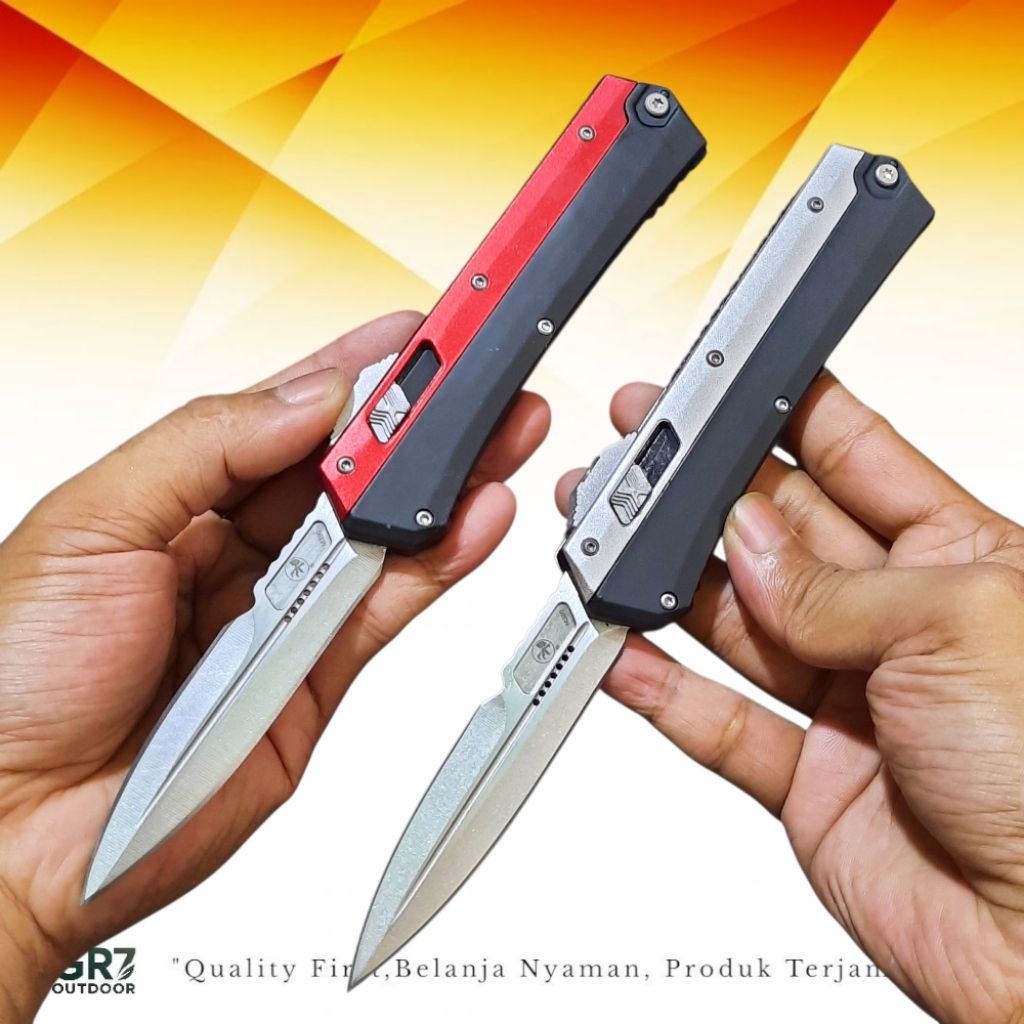 Pisau Survival Outdoor Microtech M390 Solid Steel Ergonomis Include Sarung