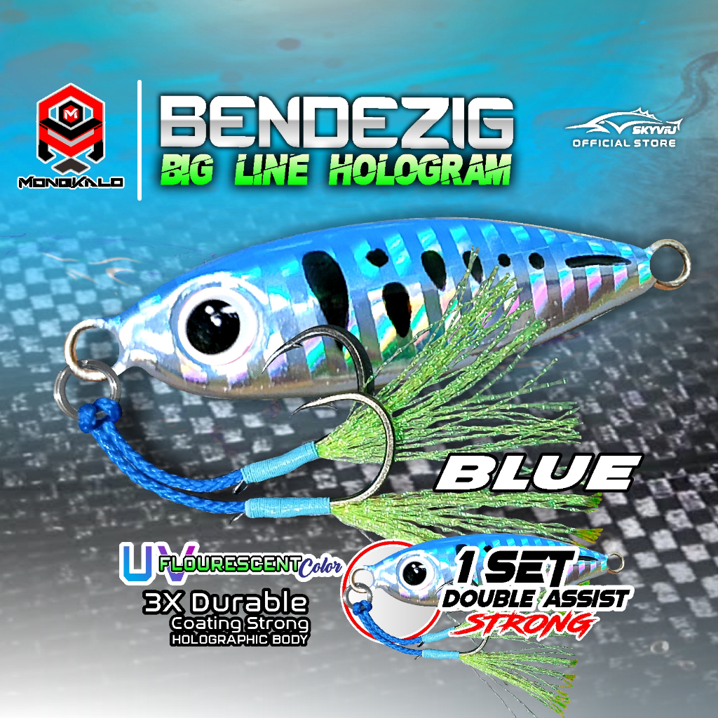 Mongkalo Bendezig Garis-Besar noGID noMotif Fluorescent 15 Biru