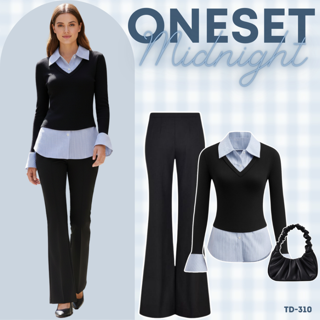 Setelan Wanita Korean Style Bisa Untuk Hijab / Non Hijab Dilengkapi Dengan [ Kemeja Lengan Panjang +