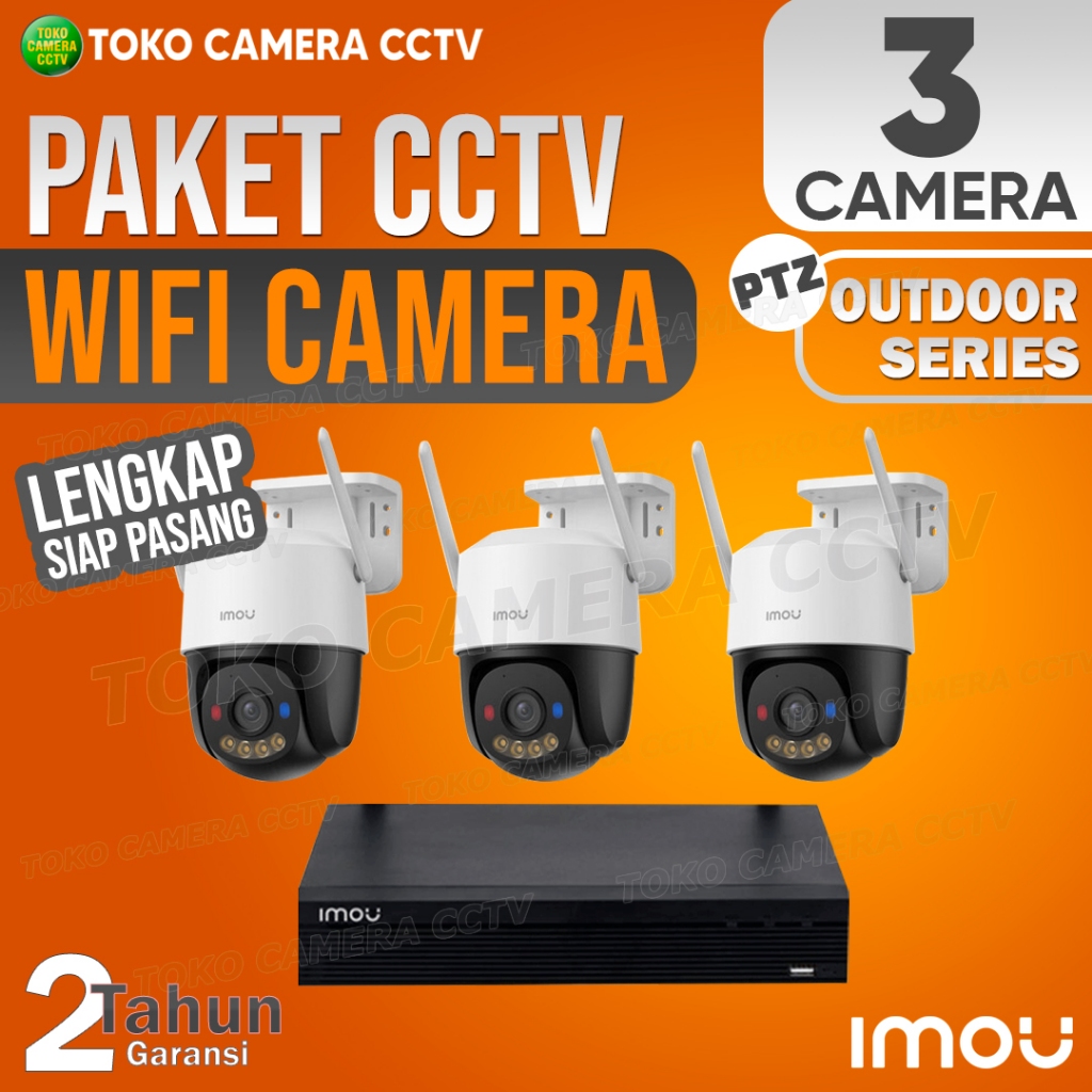 PAKET CCTV WIFI PTZ IMOU OUTDOOR 4 CHANNEL 3 KAMERA