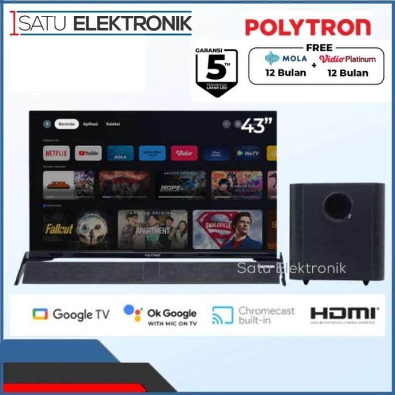 Polytron TV Smart 43 Inch Google TV HD Ready PLD43BG9058