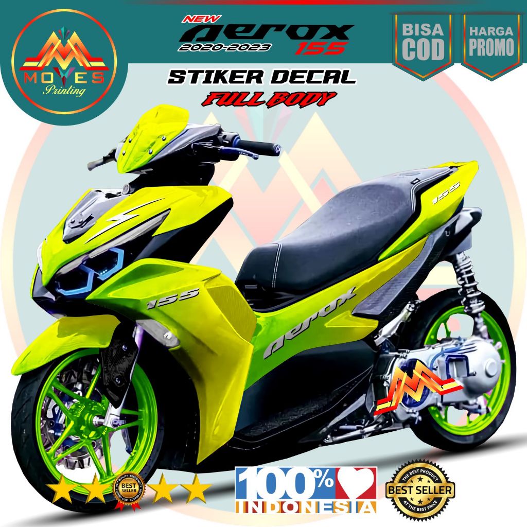 Decal Stiker Yamaha new Aerox 155 Full Body stiker aerox 2020-2023 warna bunglon kuning