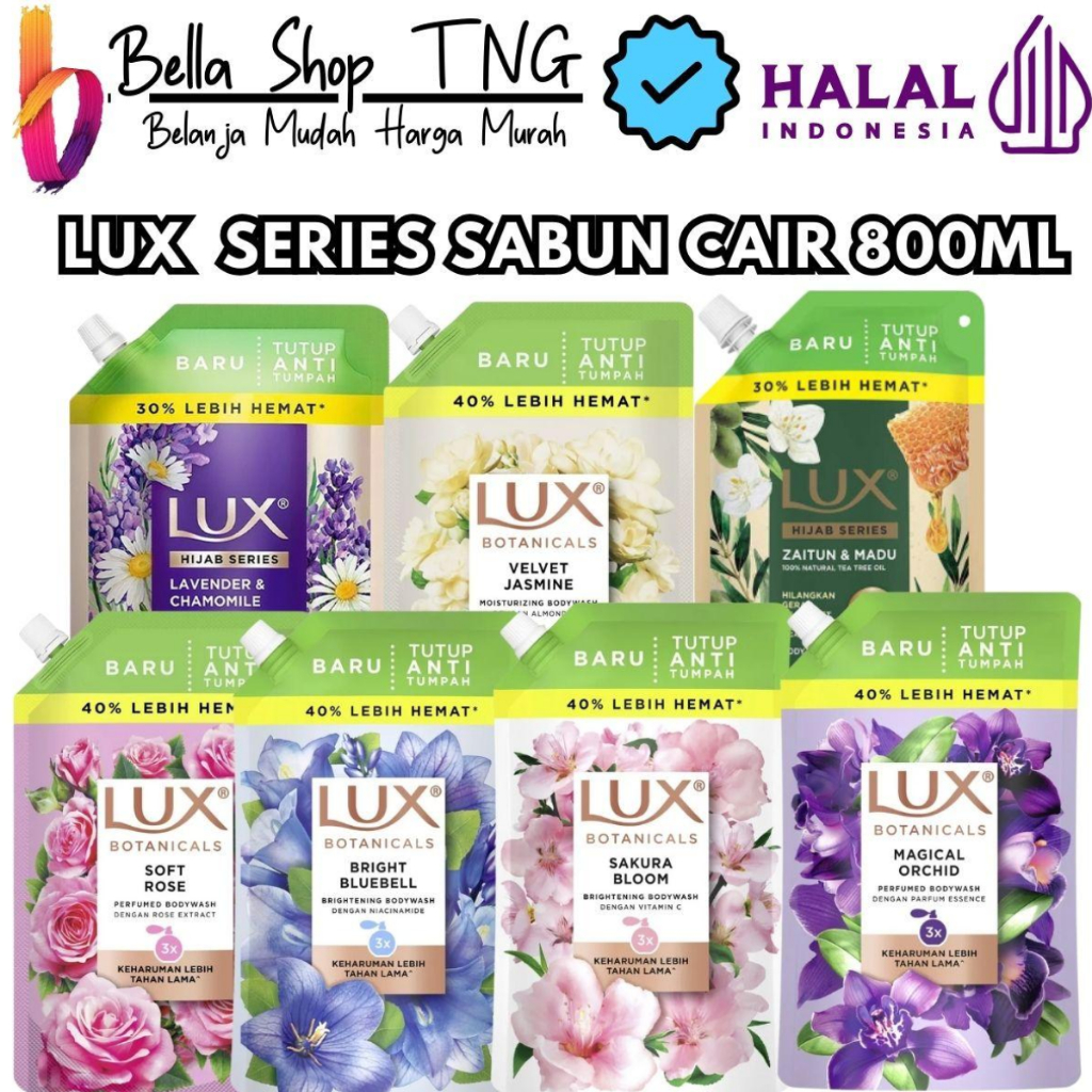 LUX Body Wash Sabun mandi cair sakura Bloom - magical orchid - velvet jasmine - soft rose 900ml / 85
