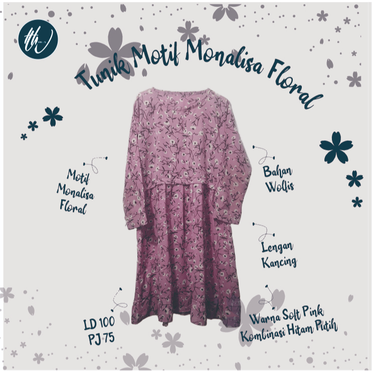 Tunik Motif Monalisa Floral | Preloved Tunik Wolfis | Floral Monalisa-Rempel Bawah