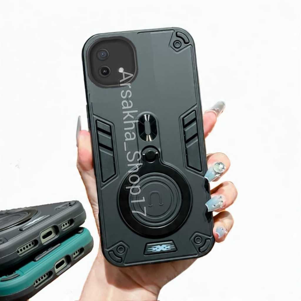 Casing HP Untuk OPPO A16E/A16K Hard Case Pro Camera Carbon Fibre 360 Degree Rotasi Ring