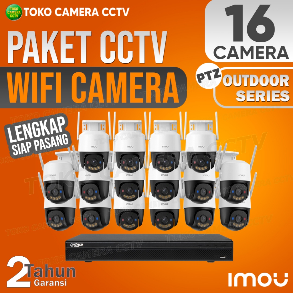 PAKET CCTV WIFI PTZ IMOU OUTDOOR 16 CHANNEL 16 KAMERA