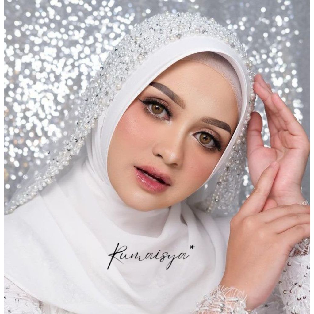 Slayer Veil Pengantin Mutiara Tabur / Slayer Veil Hijab Pengantin