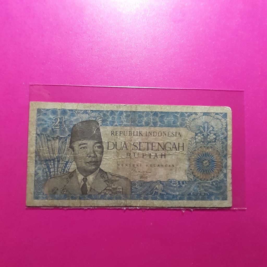 uang kuno 2.5 rupiah sukarno 1964