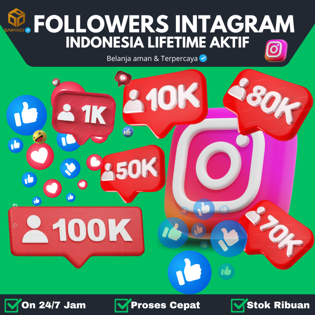 Jasa Suntik / ISI Followers Instagram INDONESIA  Aktif Permanen 100% No Drop | DAPANDI ADS ID