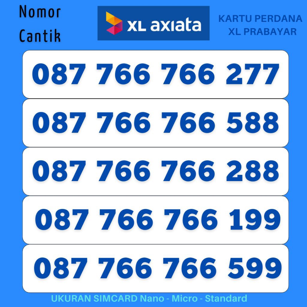 NOMOR CANTIK XL TAHUN 766 766 SUPPORT 4G&5G KARTU PERDANA XL AXIS AXIATA NOCAN SUPER CANTIK KARTU PE