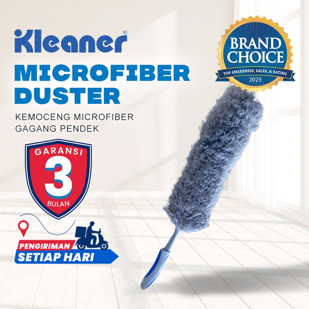 Kleaner Kemoceng Pendek Microfiber Fleksibel Rubber Grip