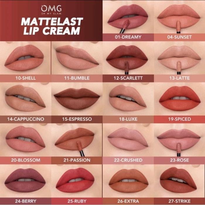 [GROSIR ISI 6] OMG OH MY GLAM Mattelast Lipcream Isi 6pcs