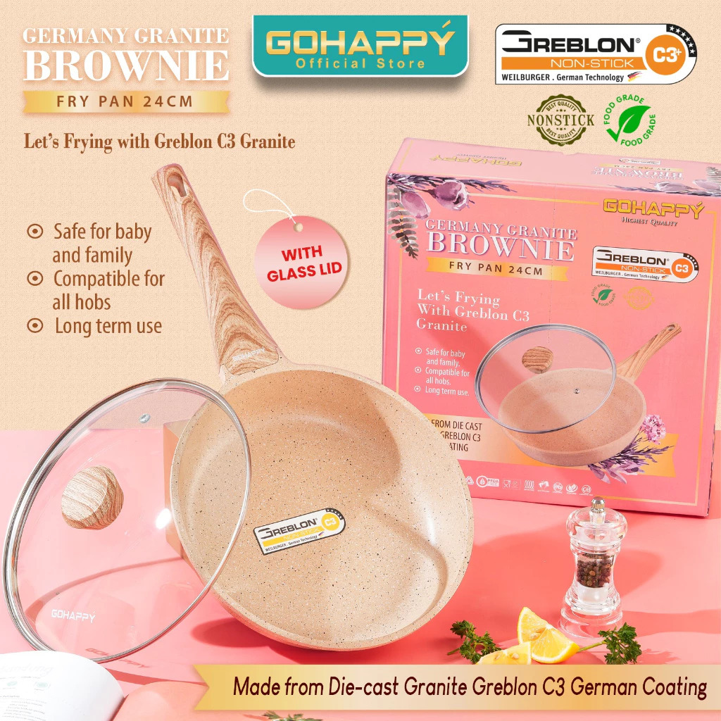 WAJAN FRY PAN JERMAN Gohappy Granite Germany PANCI PENGGORENGAN FRYPAN Kualitas terbaik dunia greblo