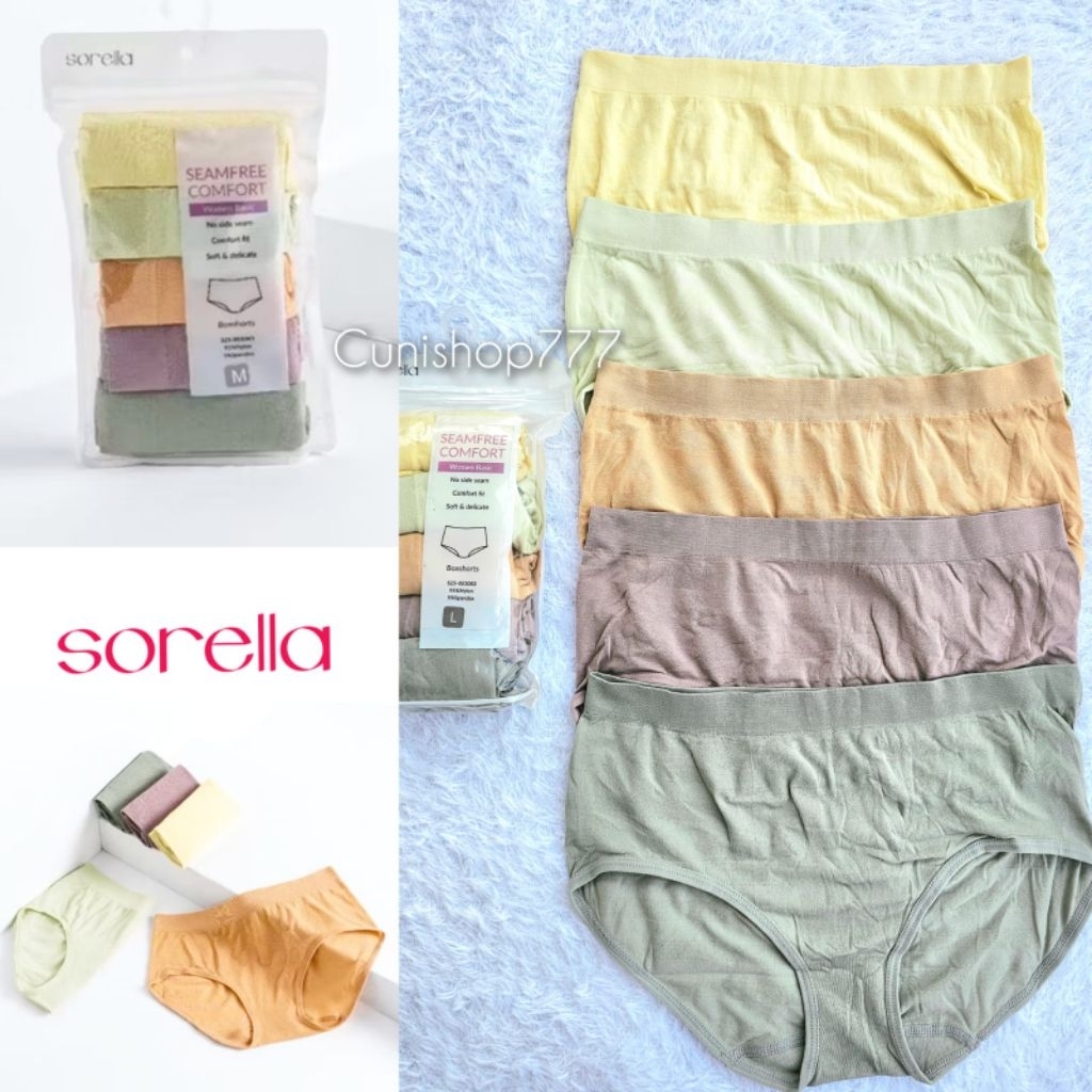 PANTY SORELLA PACK ISI 5 BOXSHORT M MIDI CELANA DALAM WANITA CD POLOS S25 073256