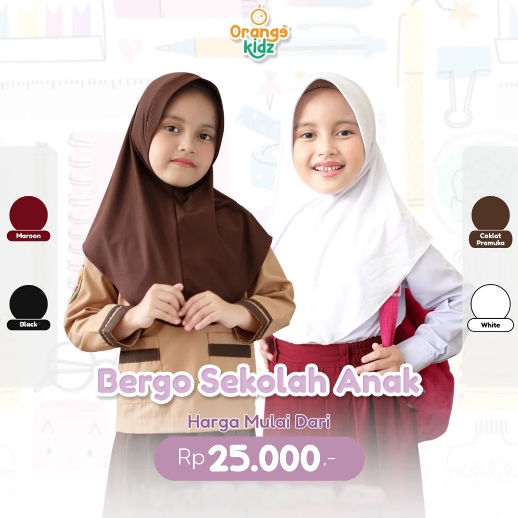 Kerudung Sekolah Anak SD/ Bergo Sekolah Anak