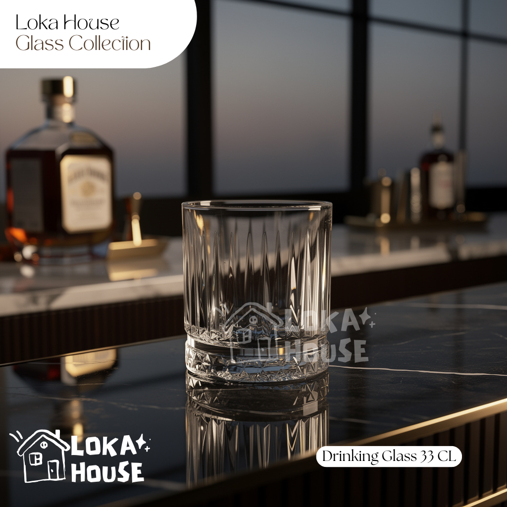 Loka House Glass Collection Formia Colosseum – Gelas Kaca Crystal Look Premium 33 CL Mewah Motif Ele