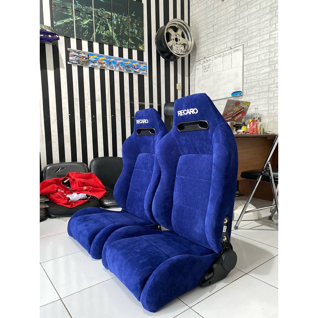 jok mobil racing recaro sr3 suede biru/jok mobil balap universal