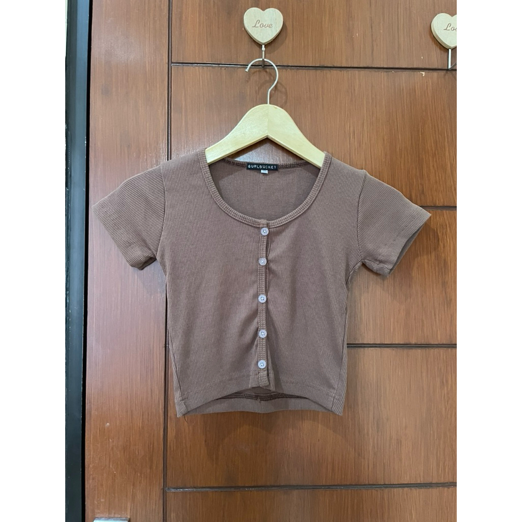 Baju croptop atasan wanita coklat
