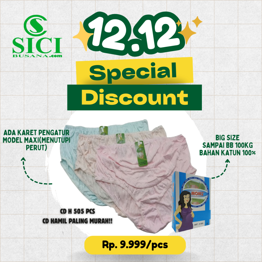 Sici Busana - 1Pcs Celana Dalam Ibu Hamil 9 Bulan Bahan Katun 100% Ada Karet Pengatur | CD H 505