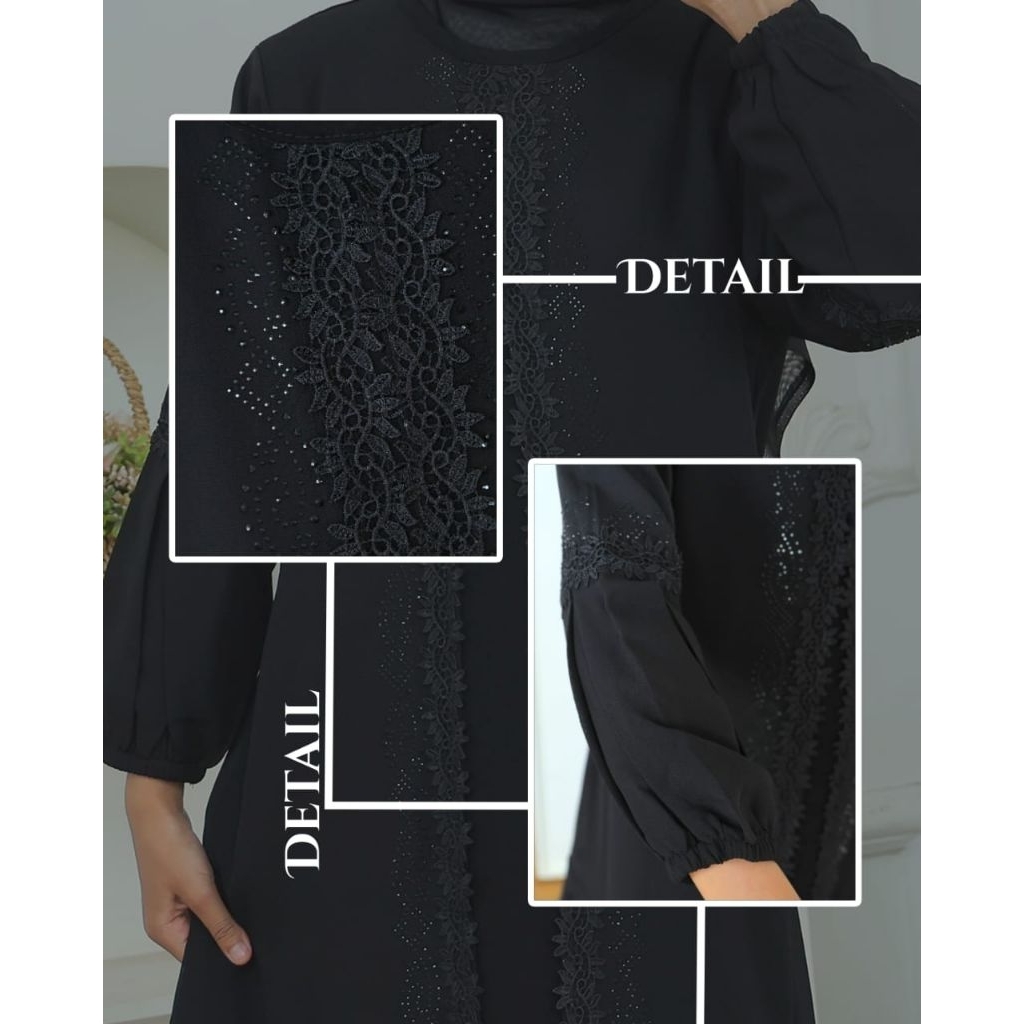 ABAYA ANAK ONE BRAND88 HITAM PUTIH MUTIARA