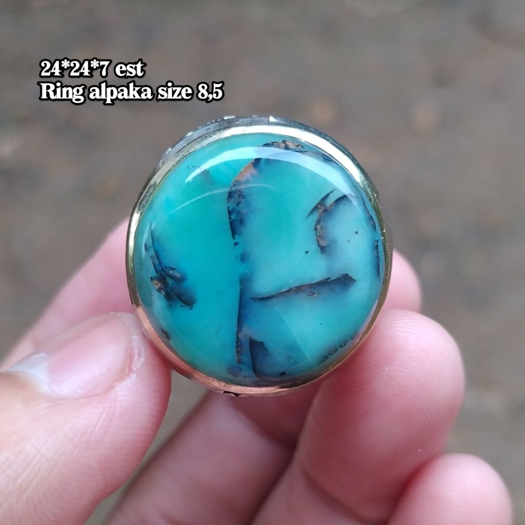 Cincin batu akik hijau garut cikolak jenis tembaga