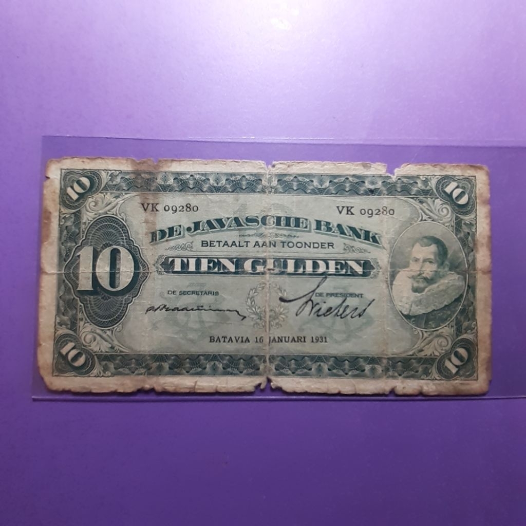 Uang kuno coen 10 gulden tahun 1930