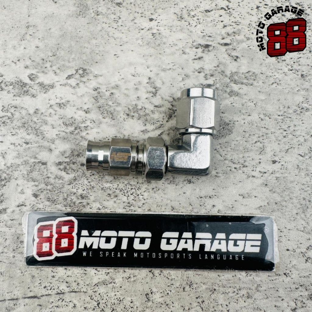 Fitting Selang Rem 90 Derajat Selang To Drat Stainless Female AN-3 NBT Performance