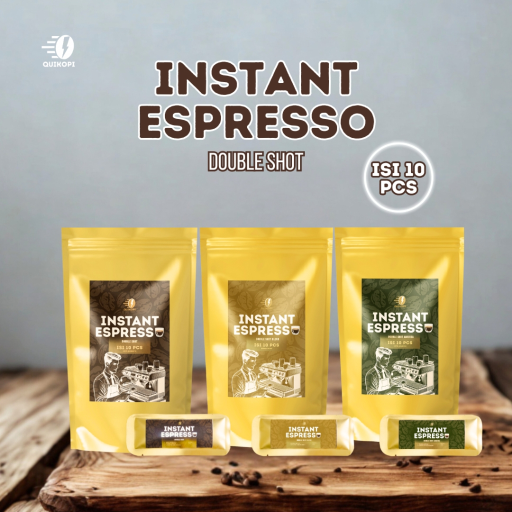 QUIKOPI Espresso Instant– 10 Sachet, Bubuk Kopi Instan Premium Tanpa Ampas, Double Shot 4 gr