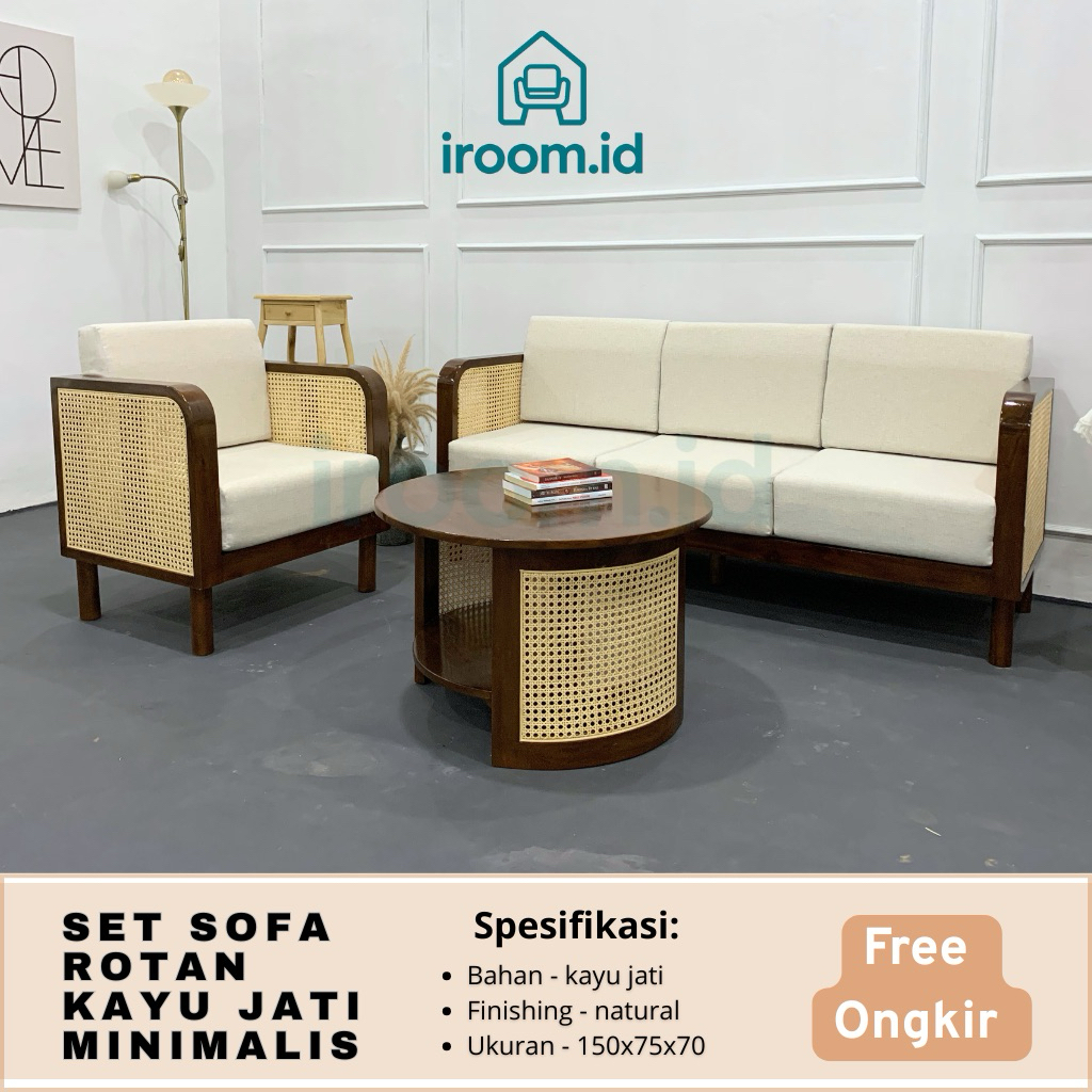 GARTIS ONGKIR SOFA MINIMALIS ROTAN KAYU JATI | SOFA KAYU JATI | SOFA ROTAN | SOFA KAYU | SOFA RUANG 