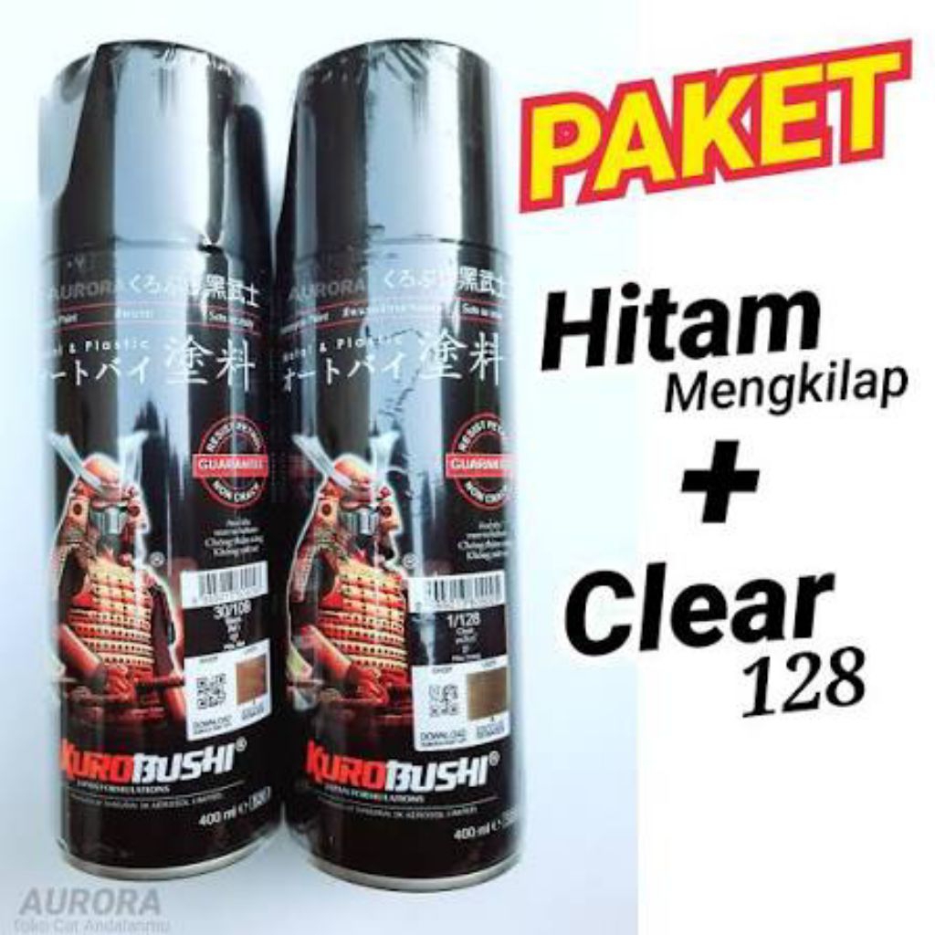 Pilok Hitam Kilap Gloss Paket 2 Klg Samurai 109+128 Cat Semprot Sepeda Motor Mobil