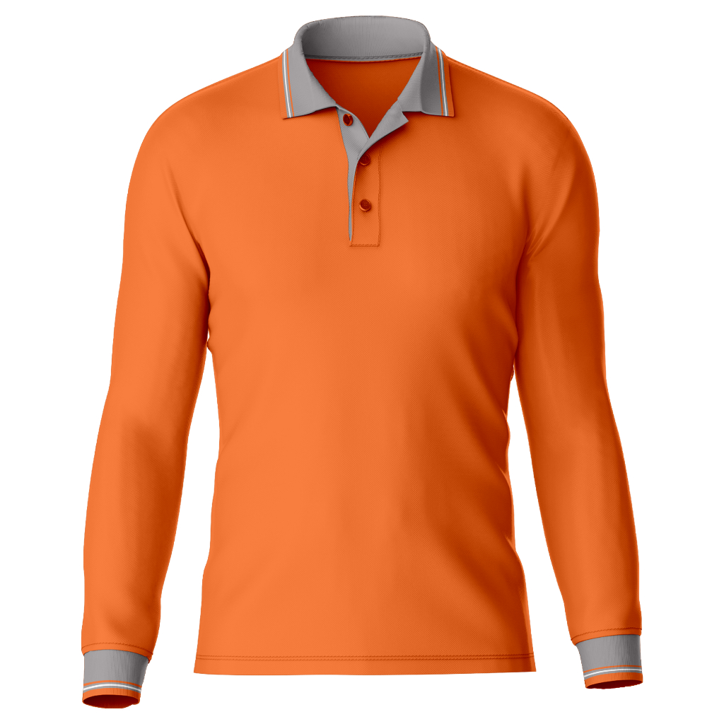 Poloshirt Pria Wanita Panjang Oren Kerah Abu Dewasa / Kaos Kerah Seragam Premium