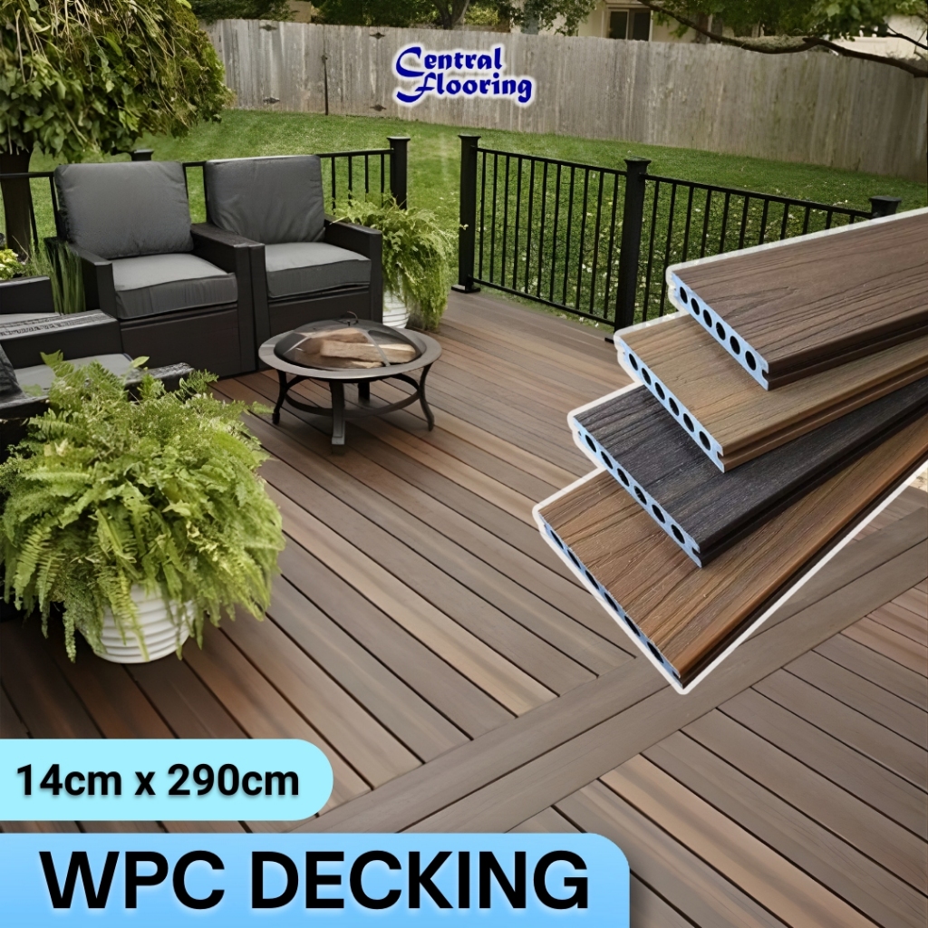 WPC Decking Outdoor Lantai Kayu Kolam Renang / Taman |  WPC Flooring Lantai Motif Kayu