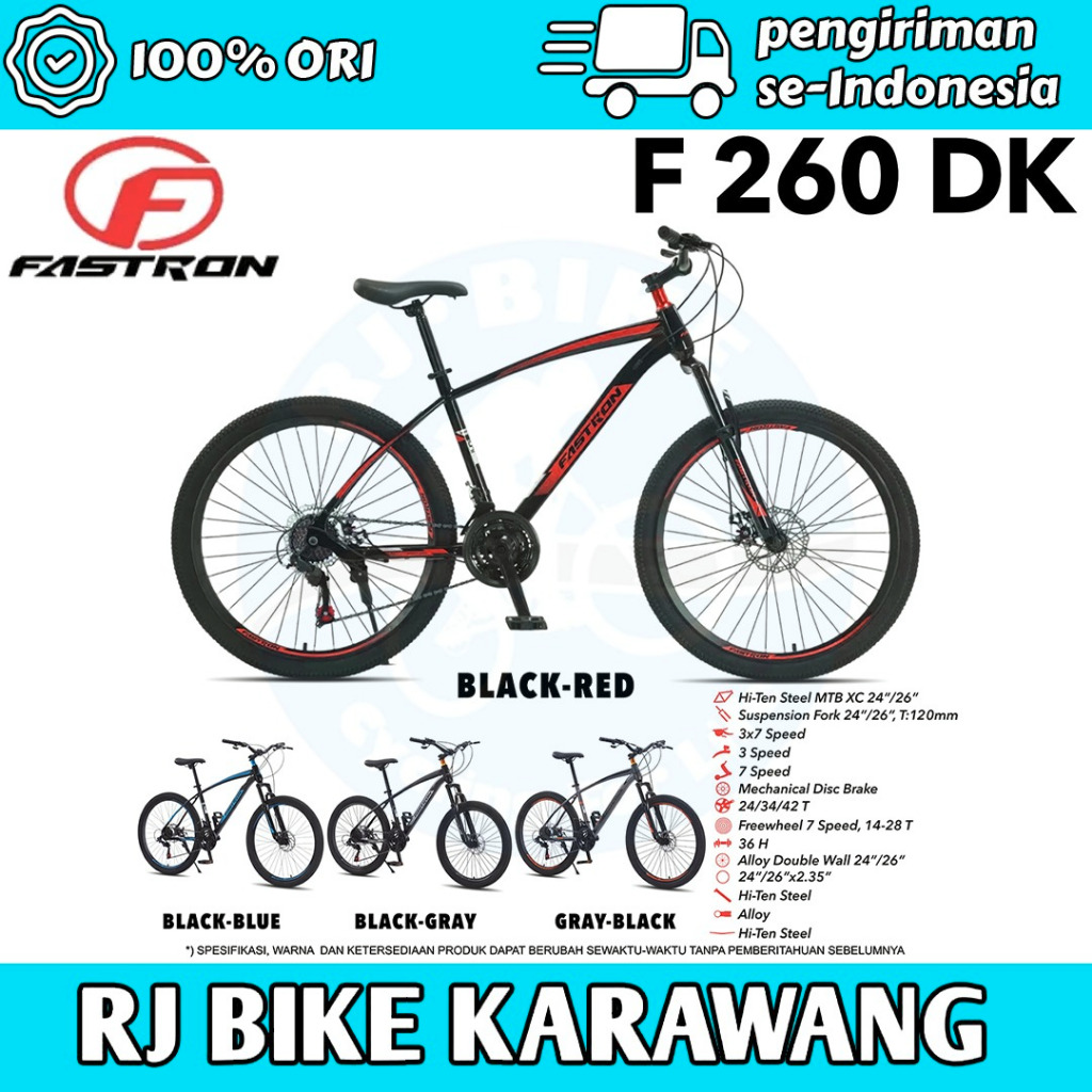 SEPEDA GUNUNG MTB 24" DAN 26" FASTRON MTB F260 DK & F260 DT (3X7 MD)