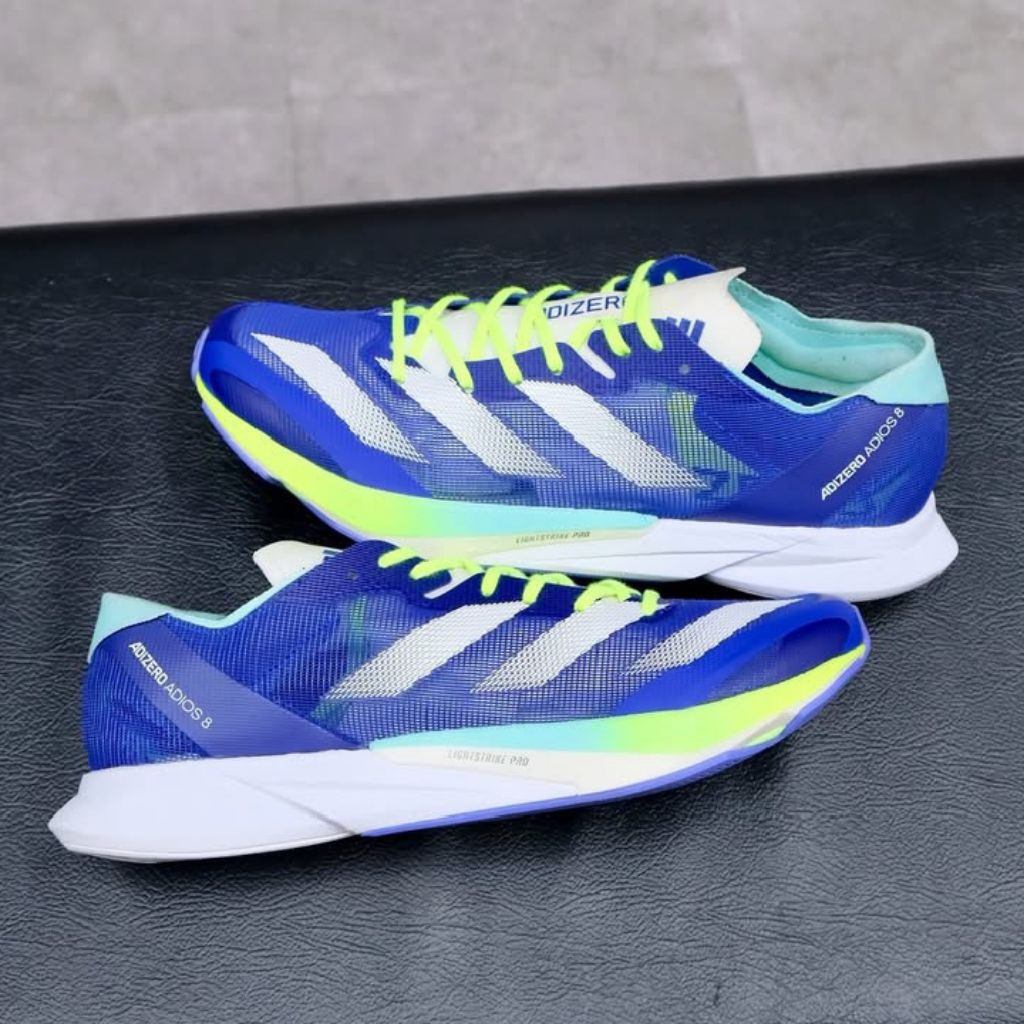 ADIZERO ADIOS 8 LUCID BLUE LEMON USED