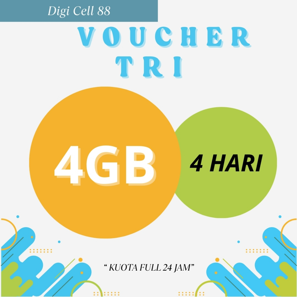 Voucher Tri Happy 4GB 4Hari Full 24 Jam - Paket Data Tri Harian Murah Full 24 JAM