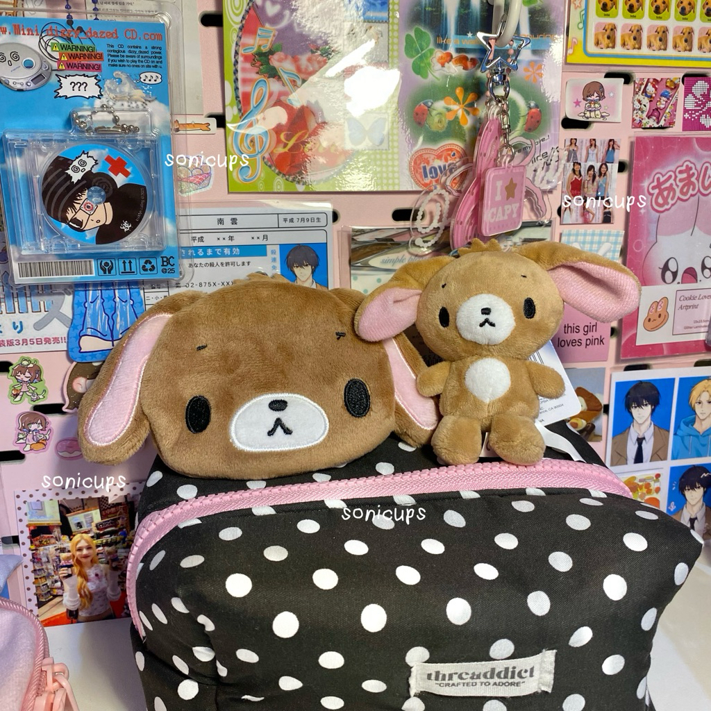 sugarbunnies kurousa coin pouch wallet & mini plush keyring original japan